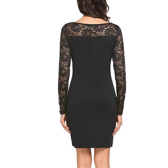 Women Sexy Long Sleeve Cut Out Lace Dress - Picture 4 of 7